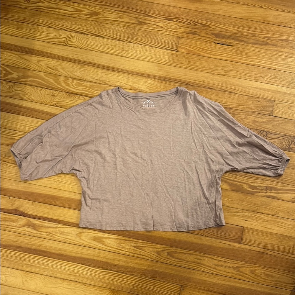 Velvet Gray Boxy Crop Blouse